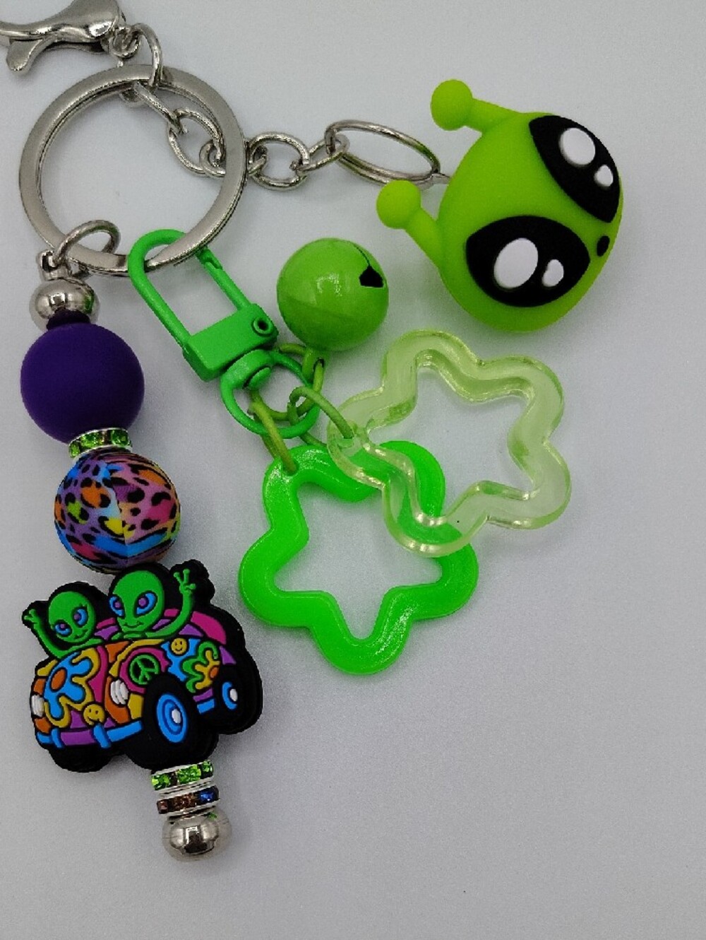 Handcrafted Y2K Neon Green Alien Keychain & Bag Charm - Picture 2 of 3